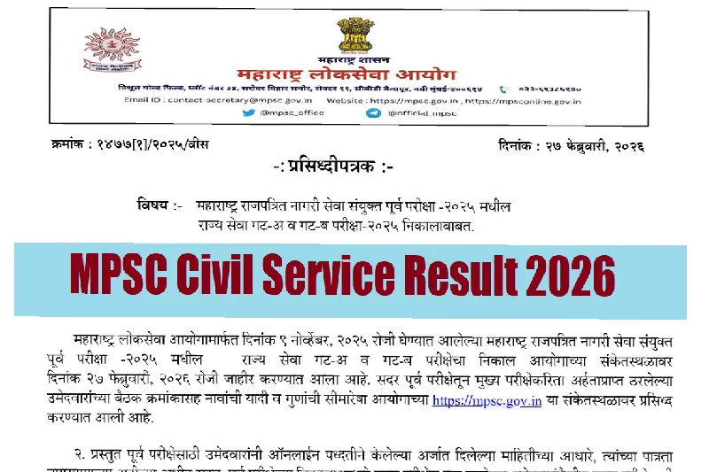 MPSC Civil Services Prelims Result 2026 Declared; Candidates Advance to Next Stage