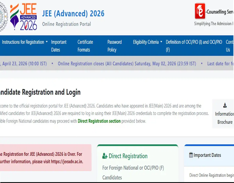 JEE Advanced 2026 Applications Open for Foreign & OCI/PIO Candidates