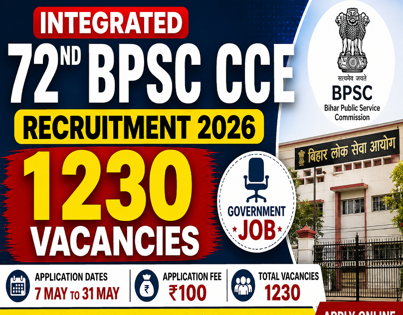 BPSC 72nd CCE 2026 Notification Out, Apply from May 7