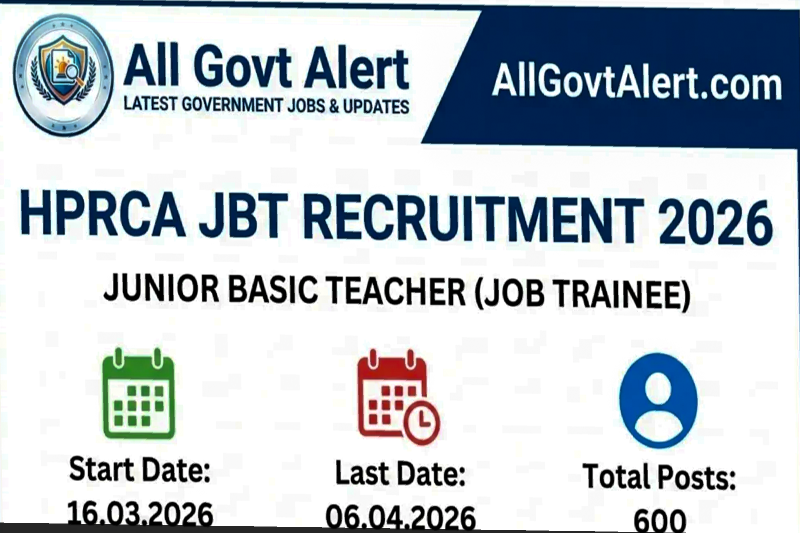 HPRCA JBT Teacher Recruitment 2026 notification out for 600 posts; applications begin March 16