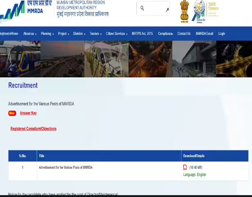 MMRDA Answer Key 2026 Released for Group A, B and C Exams