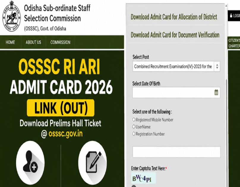 OSSSC RI, ARI Hall Ticket 2026 Released for Prelims Exam